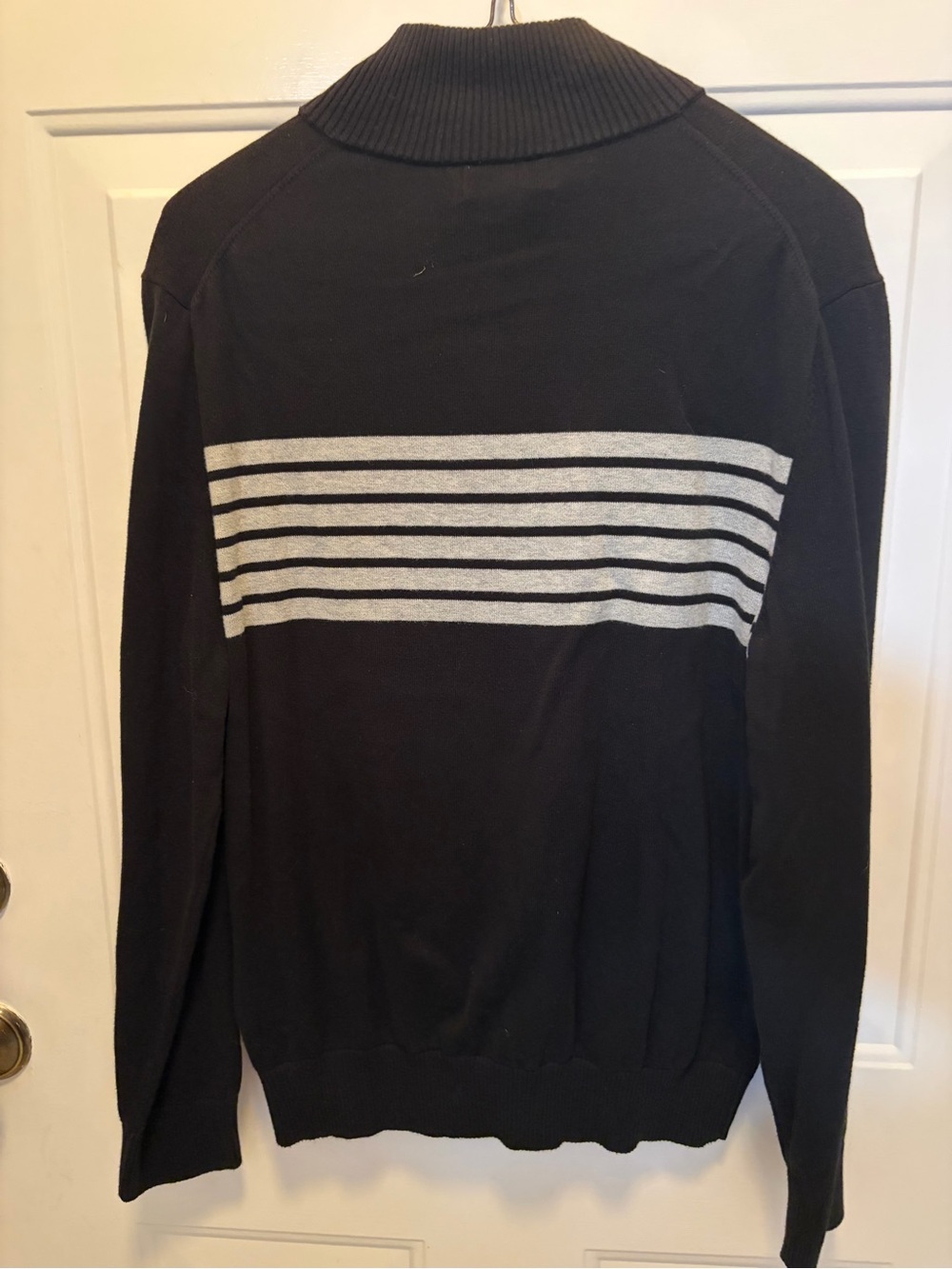 Nautica Black Sweater with White Stripe Panel